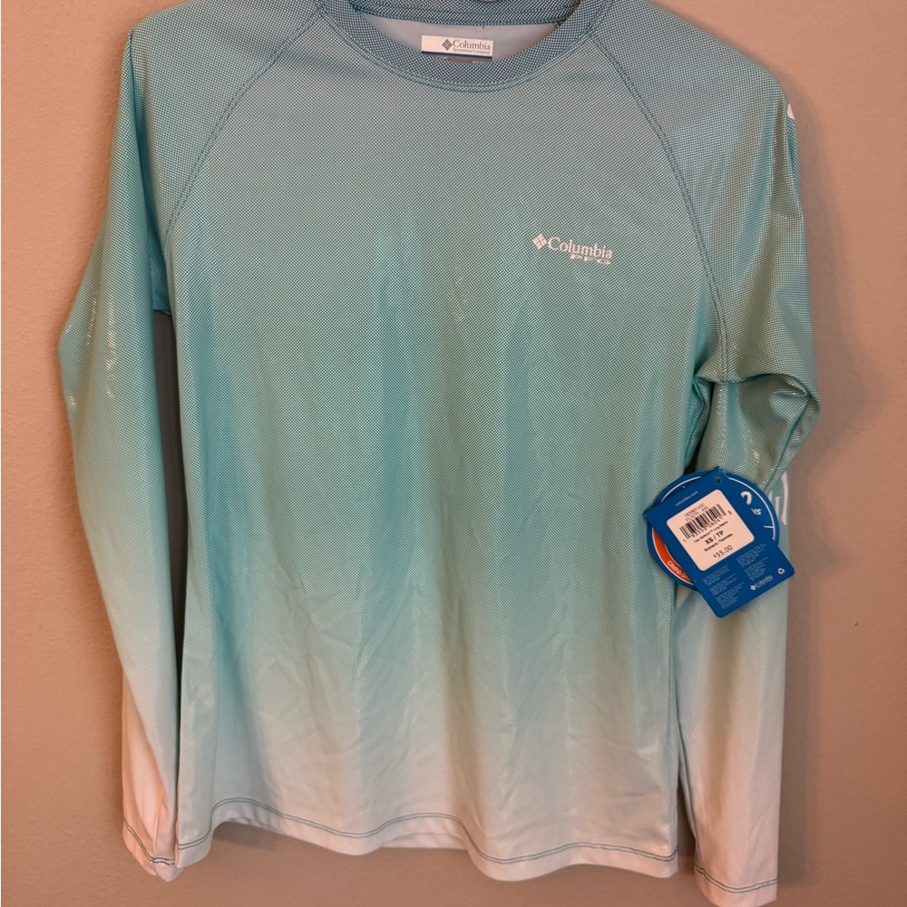 Columbia Teal Polka Dot Shirt